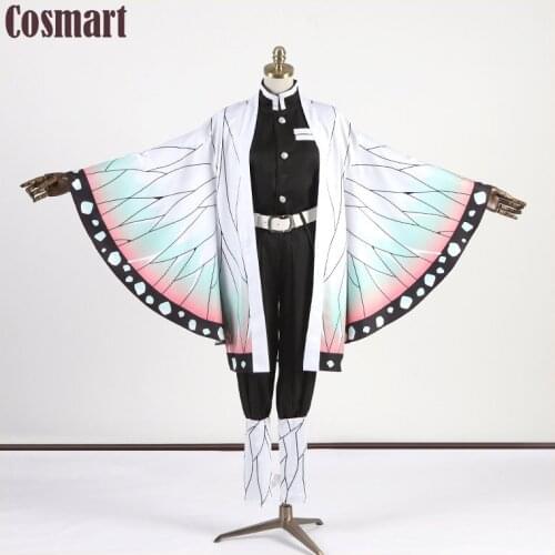 [Stock] Anime Demon Slayer Kimetsu no Yaiba Kochou Shinobu Cosplay Costume Kimono Uniform Halloween Suit For Women Men Outfit Ne