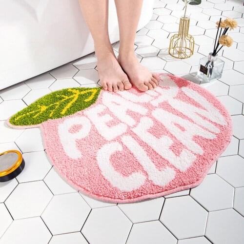 Tufted Fruit Floor Mat Absorbent Bathroom Mat Entrance Non-slip Door Mat Cute Peach Rug Pink Rug Welcome Mats for Front Door