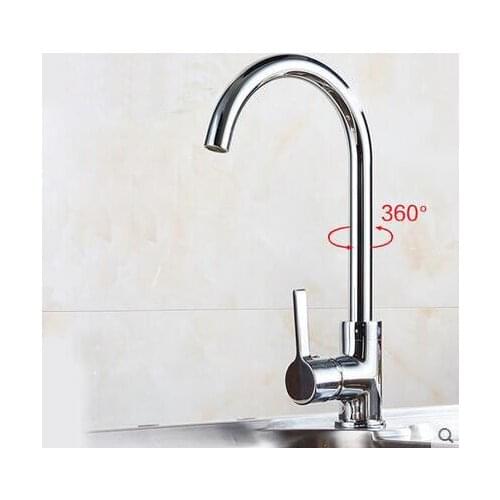 Rotated kitchen dish basin faucet pull out, Chrome plated kitchen faucets for sinks, Brass single water tap mixer hot and cold