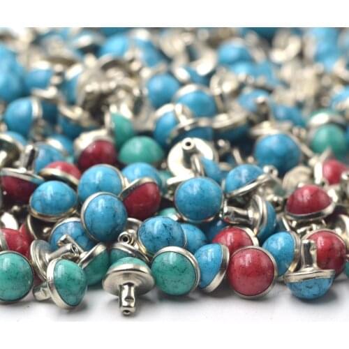 KALASO 40sets 6mm 8mm 10mm Resin Dome Studs Mushroom Rapid Rivets for Handmade Leather Crafts Belt Collar Embellishments