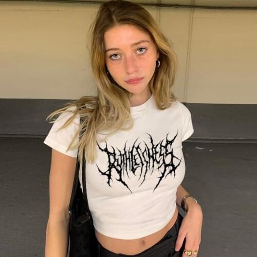 Women Tshirt Short Oversized Cotton Goth Hip Hop Y2k Tops Crop top Harajuku Sexy anime print summer short sleeve Tees clothes