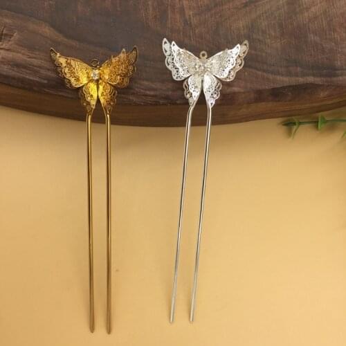 2pcs 25x35mm Butterfly Long Hair Combs Hairpin Hair Clips Pins Wedding Bridal Barrettes Hairpins Hair Styling Accessories