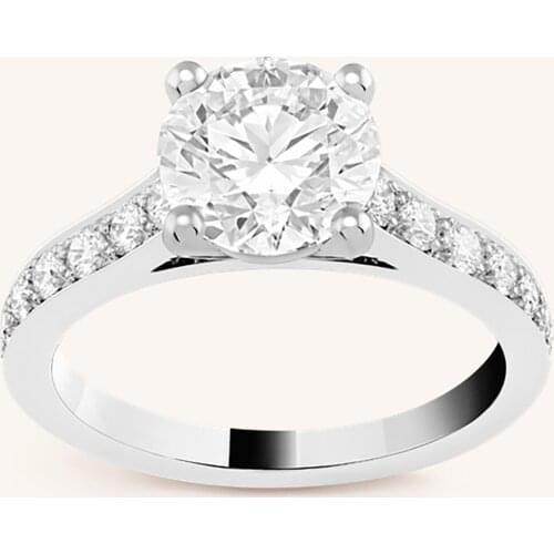 14K Au585 White Gold Ring Women Wedding Anniversary Engagement Party Ring 4 Claw Round Moissanite Diamond Elegant Trendy Cute