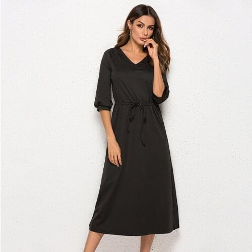 Summer Dress 2019 Women Boho Style Solid Lantern sleeve Beach Dress Elegant Party Dresses with Belt Vestidos de fiesta Plus Size