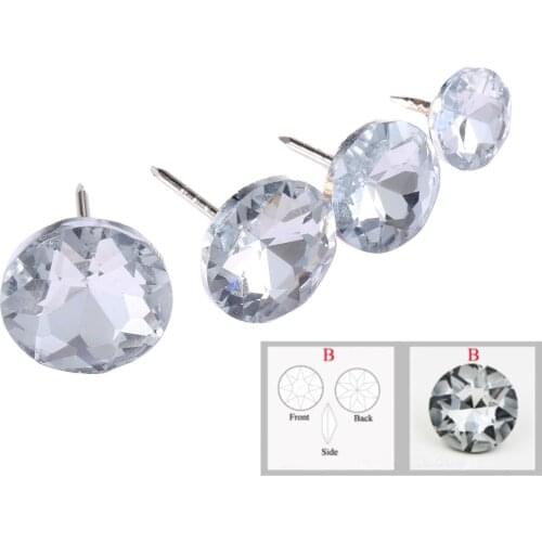 10Pcs Diamond Crystal Upholstery Nails Buttons 14/18/20/22mm Wall Sofa Tacks Studs Pins Decoration Furniture Accessories