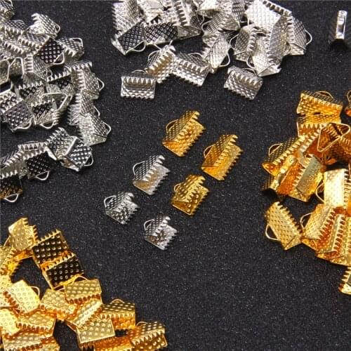 100pcs/lot Cord End Fastener Clasps Crimp End Beads Buckle Tips Clasps for Jewelry Findings DIY Necklace Bracelet Connectors