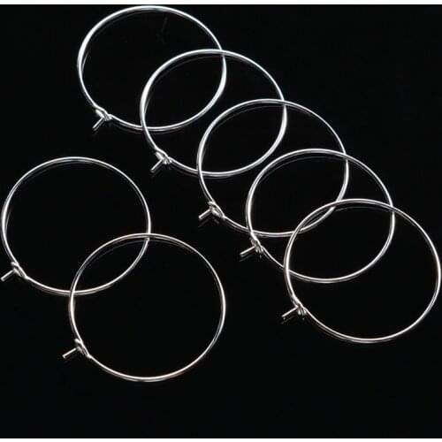 100pcs Wine Glass Charm Rings Silver Earring Hoops Metal Wire Hoops Earrings Drink Markers DIY Party Decoration 20mm~35mm