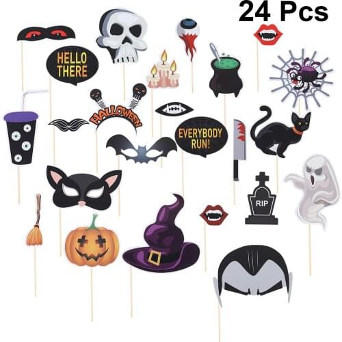 24Pcs Photograph Props Hand-held Creepy Creative Photography Accessories for Halloween