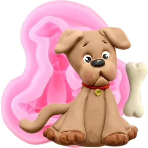 3D Cute Dog Bone Silicone Mold Baby Party Cupcake Topper Fondant Molds DIY Cake Decorating Tools Candy Chocolate Gumpaste Moulds