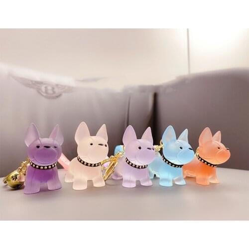 French Bulldog Keychain PU Leather Animal Dog Keyring Holder Bag Charm Trinket Chaveiros Bag Accessories Punk Style Pendant