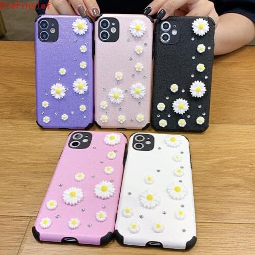 Cute 3D Little daisies flower silk pattern phone case for iPhone 11 Pro X XR XS Max 6S 7 8 Plus Anti-fall cover coque
