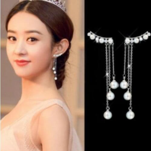Cheap jewelry New Earrings Fashion Jewelry Temperament Long Tassel Earrings For Women Female Pearl Pendant Earrings Personality