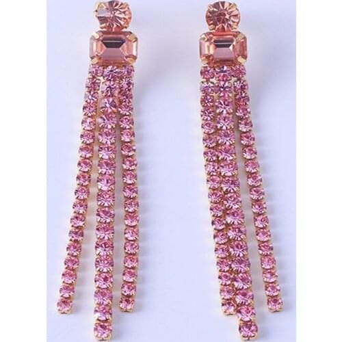 Elegant temperament, long style, full of diamonds, tassel dinner, exaggerated Earrings