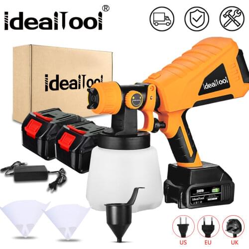 600W Yellow Electric Spray Gun 1000ml HVLP Household Paint Sprayer Flow Control Airbrush Easy Spraying For Makita 18V Battery