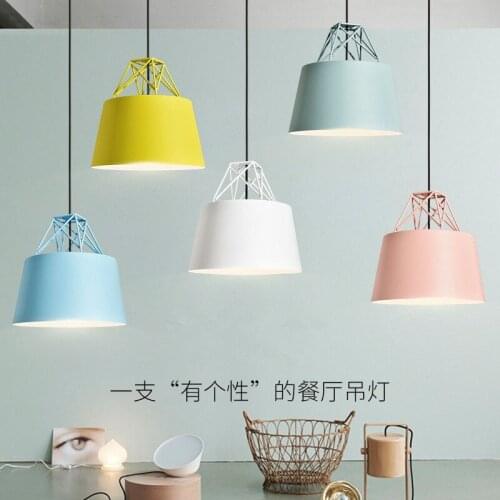 Europe hanging lamp post modern simple bar clothing shop engineering lamp dining room macaron art cyber cafe lamp