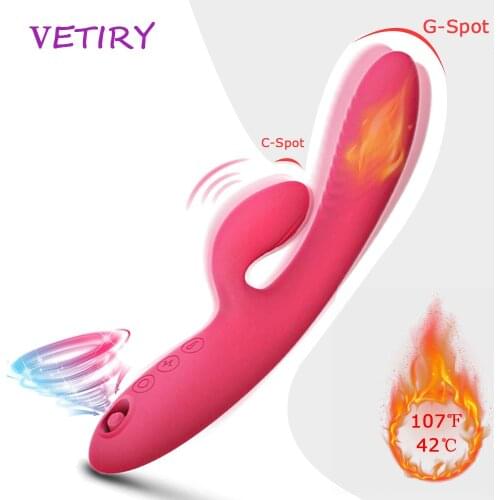 Dildo Vibrator Heating Rabbit Vibrator Suck G Spot Vagina Clitoris Stimulator Silicone 10 Frequency Oral Sex Toys For Women