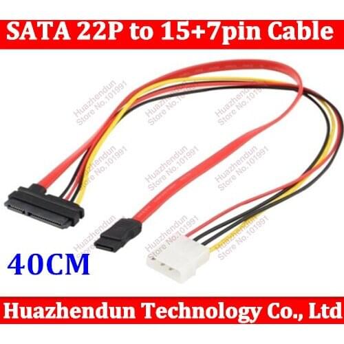 10pcs New 4Pin+7P 7Pin+15P 22P Power Data Cable 3.5 inch HDD DVD-ROM Power Line 4P/7Pin Data Power Wire Power Supply SATA Cable