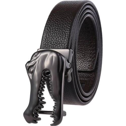 Leather belt for Men Fashion men belt-Leather Ratchet Belt for Men Automatic Buckle Belt width:35mm Vintage Buckle