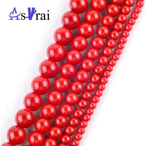 Red Coral Stone Round Beads For Jewelry Making Space Loose Beads Diy Women Bracelets Necklace Accessories Jewellery 15inches
