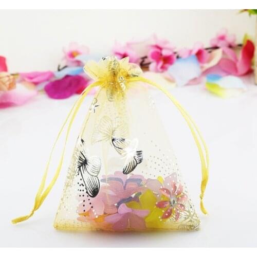 Hot Sale 500pcs/lot Small Butterfly Organza Bags 7x9cm Fit For Wedding Party Gift Candy Beads Jewelry Storage Drawsting Pouches