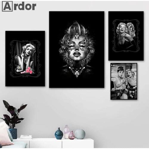 Hot Movie Star Actress Canvas Print Painting Marilyn Monroe Poster Black And White Wall Art Prints Modern Picture Bedroom Decor