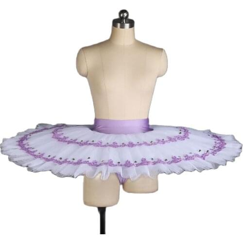 Tiered Ballet Dance Tutu Skirt Lilac Spandex Waist Band with 7 Layers of Platter Tutus Adult Girls Pre-professional Tutu BLL409