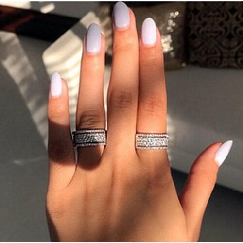 I & FDLK Half-turn Micro Paved CZ Trendy Women Rings Full Bling Iced Out Anniversary Jewelry Hot Sale High Quality Party Style