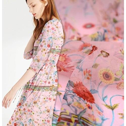 Natural 100% Mulberry Silk Georgette Fabric Thin Perspective Scarf Dress Shirt Fabric Tulle Fabric Wholesale Cloth Per Meter