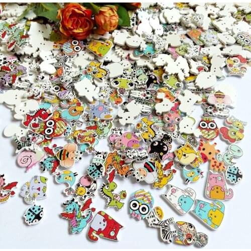 New Mixed 120PCs/lot Cartoon Buttons randomly Style wood button sewing baby clothes for Craft accessory