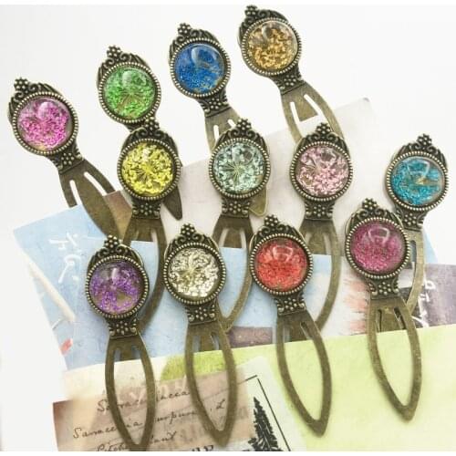 Plant Specimen Bookmark Vintage Metal Cute Flower Bronze Book Marker Page School Stationery Student Gift