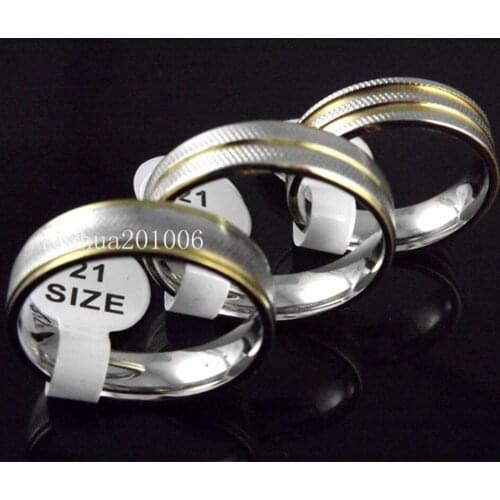 Wholesale 36 Gold Tone Comfort Stainless Steel Rings Quality Band Ring Fashion Jewelry Mixed Order Free Shipping