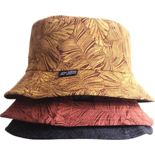2021 New Unisex Printing Yellow Panama Bucket Hat Men Women Summer Cotton Bob Outdoor Fisherman Hat Two Sided Fishing Hat