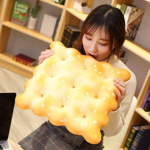 Biscuits Cushion Plush Pillow Sofa Bed Decor Round Shape Square Sesame Plain Cookie Lifelike Food Snack Cushion Plushie Props
