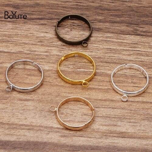 BoYuTe (50 Pieces/Lot) Inner 18MM Diameter Adjustable Ring Base Settings with One Loop Diy Handmade Jewelry Accessories