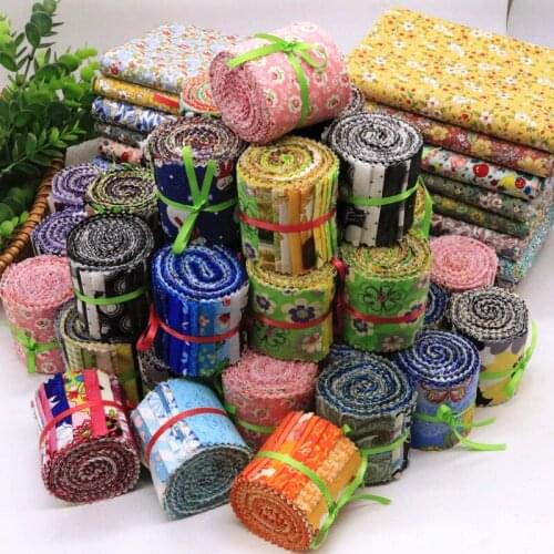 Original Cake Roll Jell Roll Fabric Cotton Floral Patchwork Quilter Fabric Handmade Sewing Kit 6.5*110cm /Piece 10 Pieces/Lot