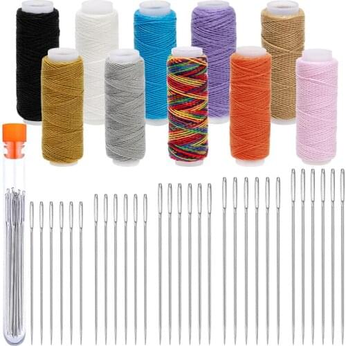 LMDZ 40pcs/Set Sewing Thread Polyester Embroidery Household Thread Sewing Quilting Large Eye Needles DIY Handcraft Accessories
