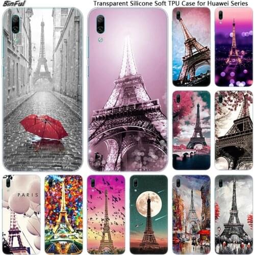 Love Paris Eiffel tower Silicone Phone Case for Huawei Mate 10 20 Lite Pro Enjoy 9S Y9 Y7 Y6 Y5 2019 2018 Pro 2017 Fashion Cover
