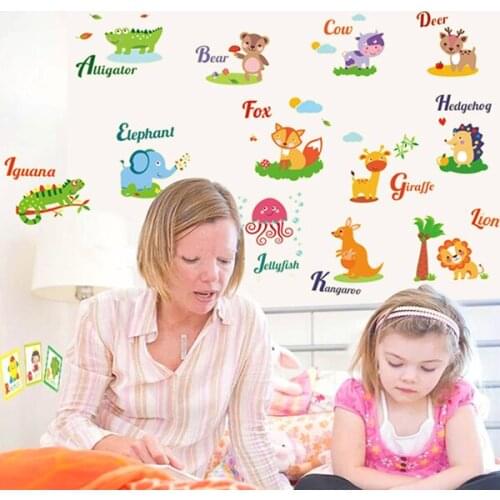New product Luminous cartoon animals English children room household adornment wall stickers in the wall to stick on the wall
