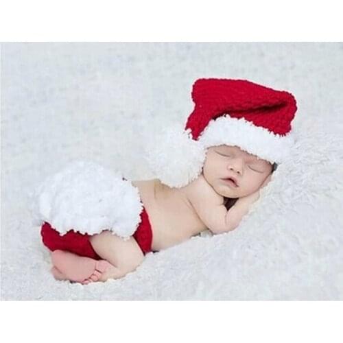 Handmade Crochet Baby ELF Beanie Hat with Diaper Photography Props Knitted Newborn Costume Outfit Xmas Set