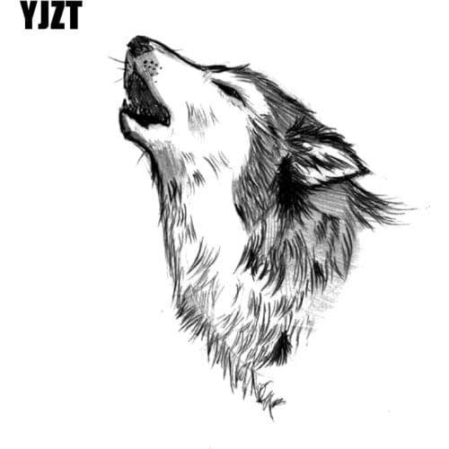 YJZT 11.1CM*13.8CM Funny Howling Wolf PVC Motorcycle Car Sticker 11-00471