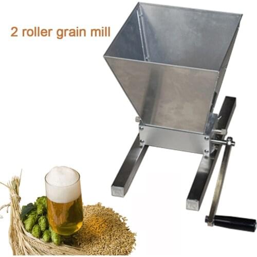 YUEWO Barley Grinder Crusher Stainless 2-Roller Grain Mills Machine Homebrews Beer Brewing Grain Crusher Machine For Grains Corn