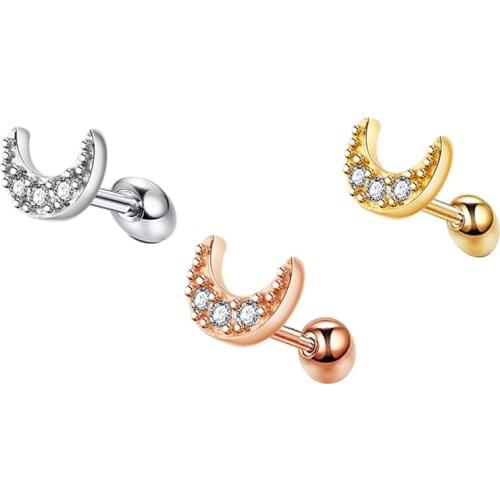 16G Stainless Steel Cartilage Cubic Zirconia Stud Earrings for Men Women Girls Conch Forward Helix Tragus Daith Piercing Jewelry