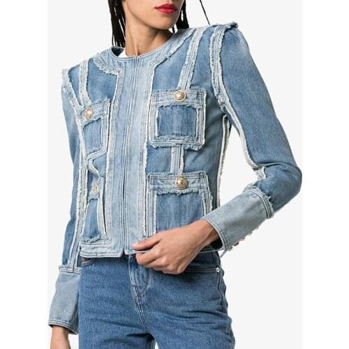 Female Denim Womens Jacket 2020 New Casual Personality Tassel Edge Stitching Metal Button Womens Denim Jackets Autumn Clothing