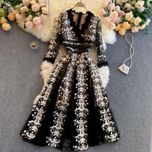 YiLin Kay High Quality Runway Party Dress 2021 Women Spring Summer New Heavy Industry Embroidery Mesh Dress