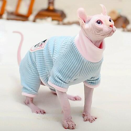 Winter Sphinx Cat Clothes Warm Hairless Kitten Fleece Overalls Pets Jumpsuit Hoodies For Small Dogs Outfit Cats Costume Supplies