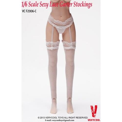 1/6 Scale Female Sexy VCF2006 Black/white/red Lace Garter Stockings with Briefs Model Accessory Fit 12'' Figure Body