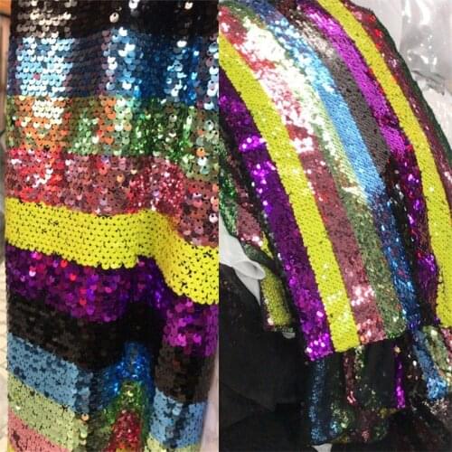 1Meter New Fashion Colorful Stripe Sequins Apparel Cloth Material Lace 130cm for Stafe Dancing Show DIY LC0185