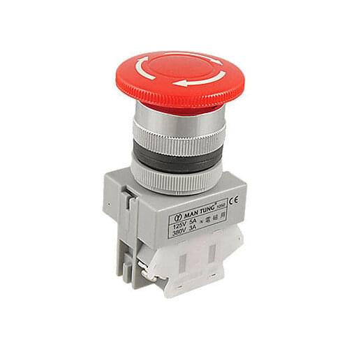 1 NC N/C Red Sign Mushroom Push Button Emergency Stop Switch 2 Screw Terminals
