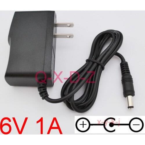 1PCS 6V1A High quality AC/DC 6V 1A Switching Power Supply adapter Reverse Polarity Negative Inside US plug 5.5mm x 2.1-2.5mm