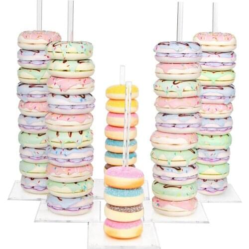 6-Piece Acrylic Donut Stand Cake Transparent Display Stand Suitable For Christmas Wedding Childrens Birthday Party Decoration